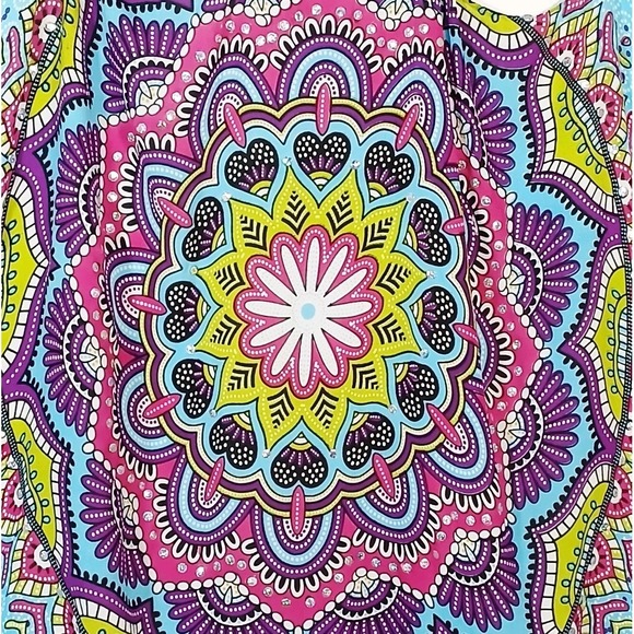 Mandala Kimono Beach Cover-Up Fringe Boho Hippy Multicolor Icy Blue One Size - Picture 5 of 13